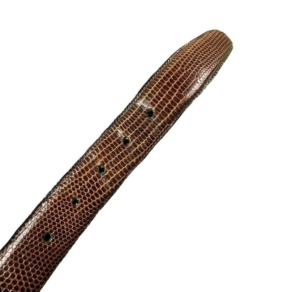 Torino Calcutta Lizard Brown 1.25 Inch Width Mens Size 42 Brass Buckle